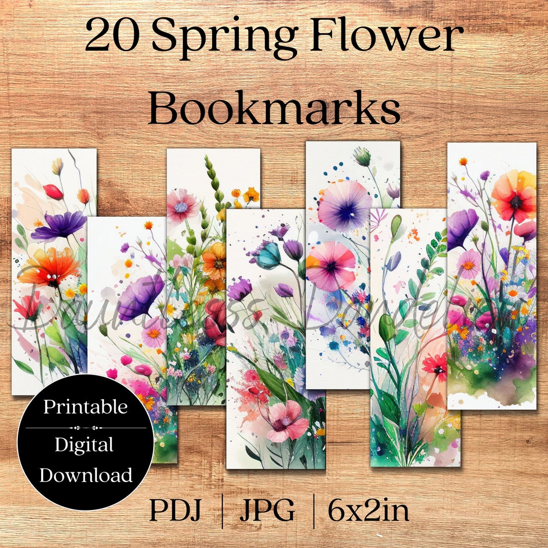 Flower Bookmarks Spring Flowers Watercolor Bookmarks - Etsy