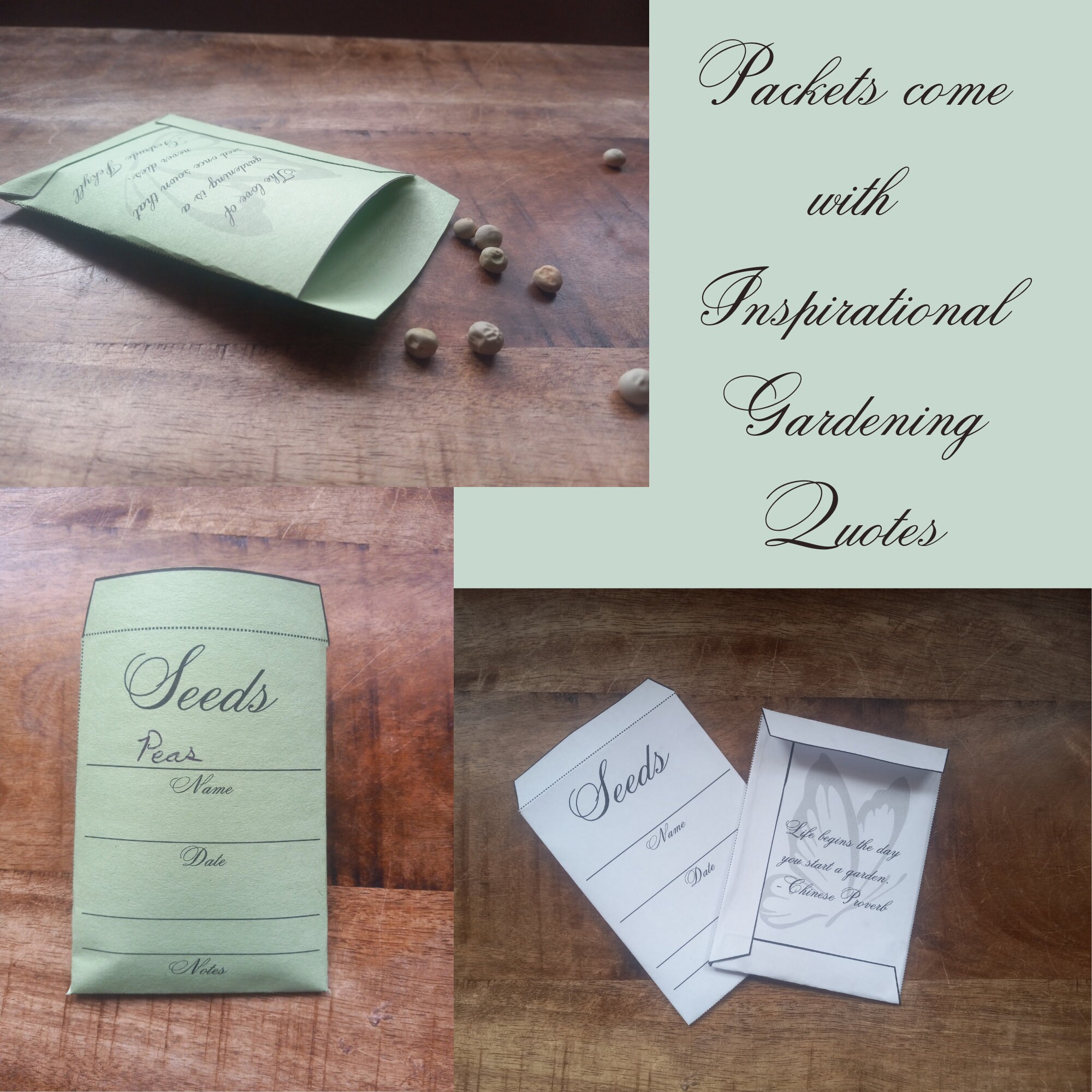 Seed Packets Printable With Gardening Quotes, Digital Download Seed ...