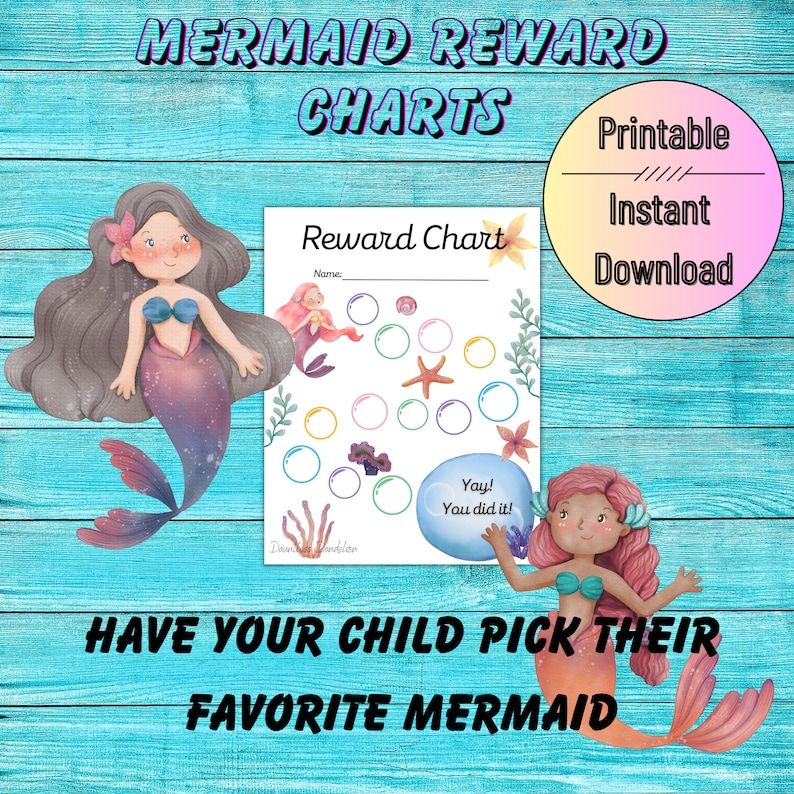 Mermaid Reward Chart Bundle. 12 Printable Pages! - Etsy