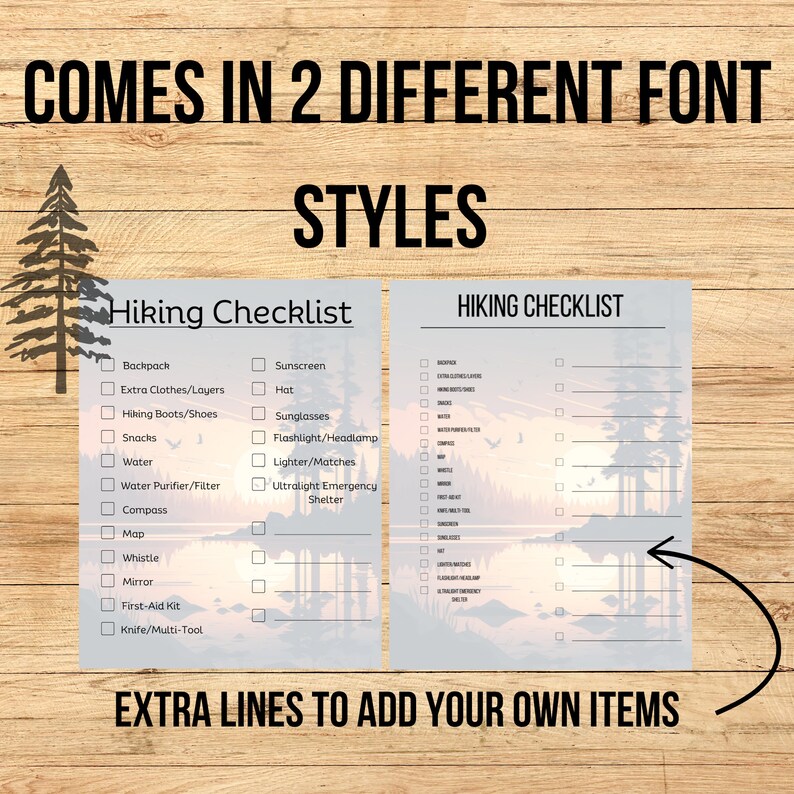 Hiking Checklist, Printable Checklist, Outdoor Safety Hiking List Etsy