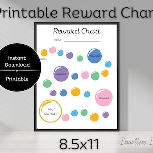 Reward Chart, Printable Reward Chart, Bubble Reward Chart for Kids