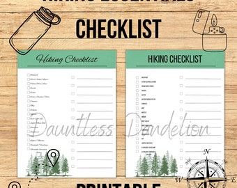 Hiking Checklist, Printable Checklist, Outdoor Safety Hiking List