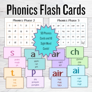 Printable Phonics Flashcards, Phase 2 and 3 Phonics Cards - Etsy