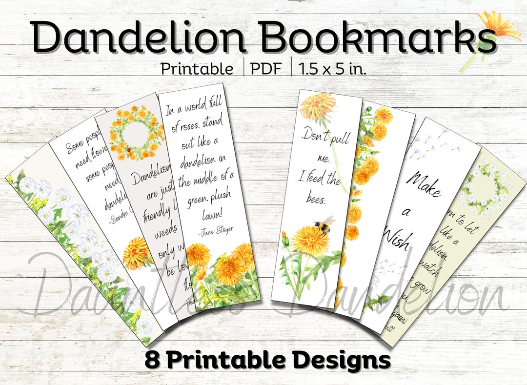 Dandelion Sticky Notes Dandelion Flower Bookmarks Printable - Etsy