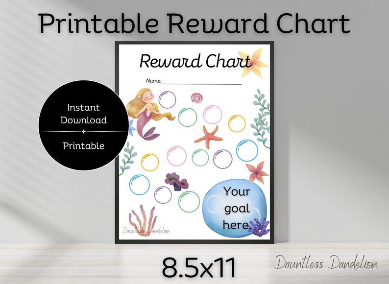 Mermaid Reward Chart, Kids Reward Chart, Motivation Printable ...
