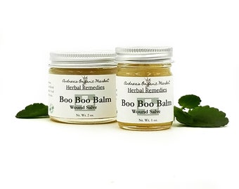 Organic Herbal First Aid Boo Boo Salve for Minor Wounds, Natural Balm for Cuts and Scrapes for Children and the Whole Family