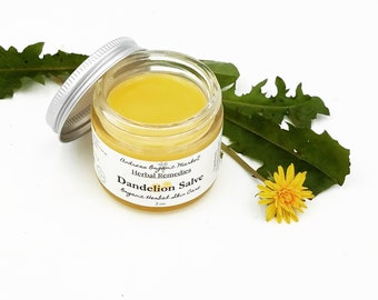 Organic Dandelion Salve, Herbal Dandelion Flower Balm, Organic Skin Cream for Dryness and Irritatation, Safe for Sensitive Skin, Eco