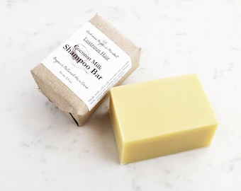 Organic Coconut Milk Shampoo Bar, Natural, Unscented, Eco Friendly Solid, Zero Waste Hair Care, Vegan Hair Wash