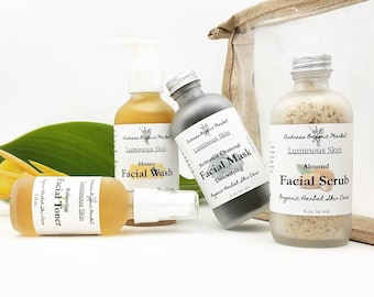 Organic Facial Care Set, Gift for Her, Eco Friendly Set, Natural Skin Care Gift, Complete Facial Care Set, Travel Beauty Set, Skin Care Set