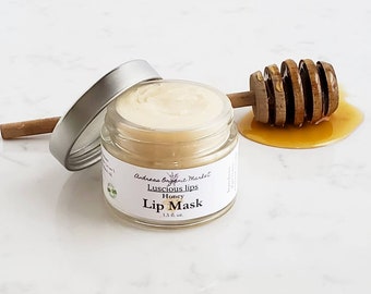 Organic Honey Moisturizing Lip Mask, Natural Dry Lip Treatment with Raw Honey and Jojoba Oil