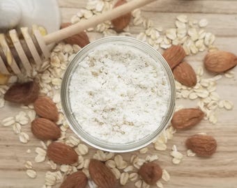 Organic Almond Honey Oat Milk Bath, Moisturizing Bath Soak with Goat Milk, Glass Bottle Skin Care, Eco Friendly Bath Products