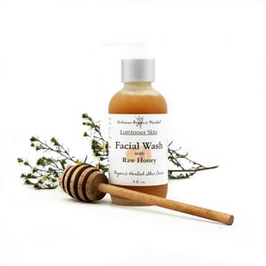 Organic Honey Face Wash, Unscented Liquid Facial Cleanser for All Skin Types