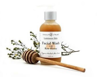 Organic Honey Face Wash, Unscented Liquid Facial Cleanser for All Skin Types