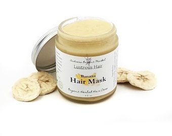 Organic Banana Hair Mask, Vegan Deep Conditioner, Natural Damaged Hair Treatment, Organic Plant Based Hair Care, Conditioning Mask