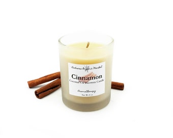 Cinnamon Aromatherapy Candle, Coconut Beeswax Candle with Essential Oil, Eco Friendly Natural Candle with Hemp Wick, Soy Free