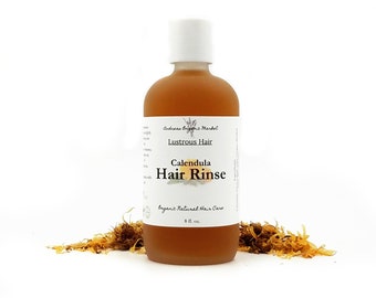 Calendula Hair Rinse with Herb Infused Raw Apple Cidar Vinegar in a Reusable Glass Bottle, Conditioning Rinse for All Hair Types