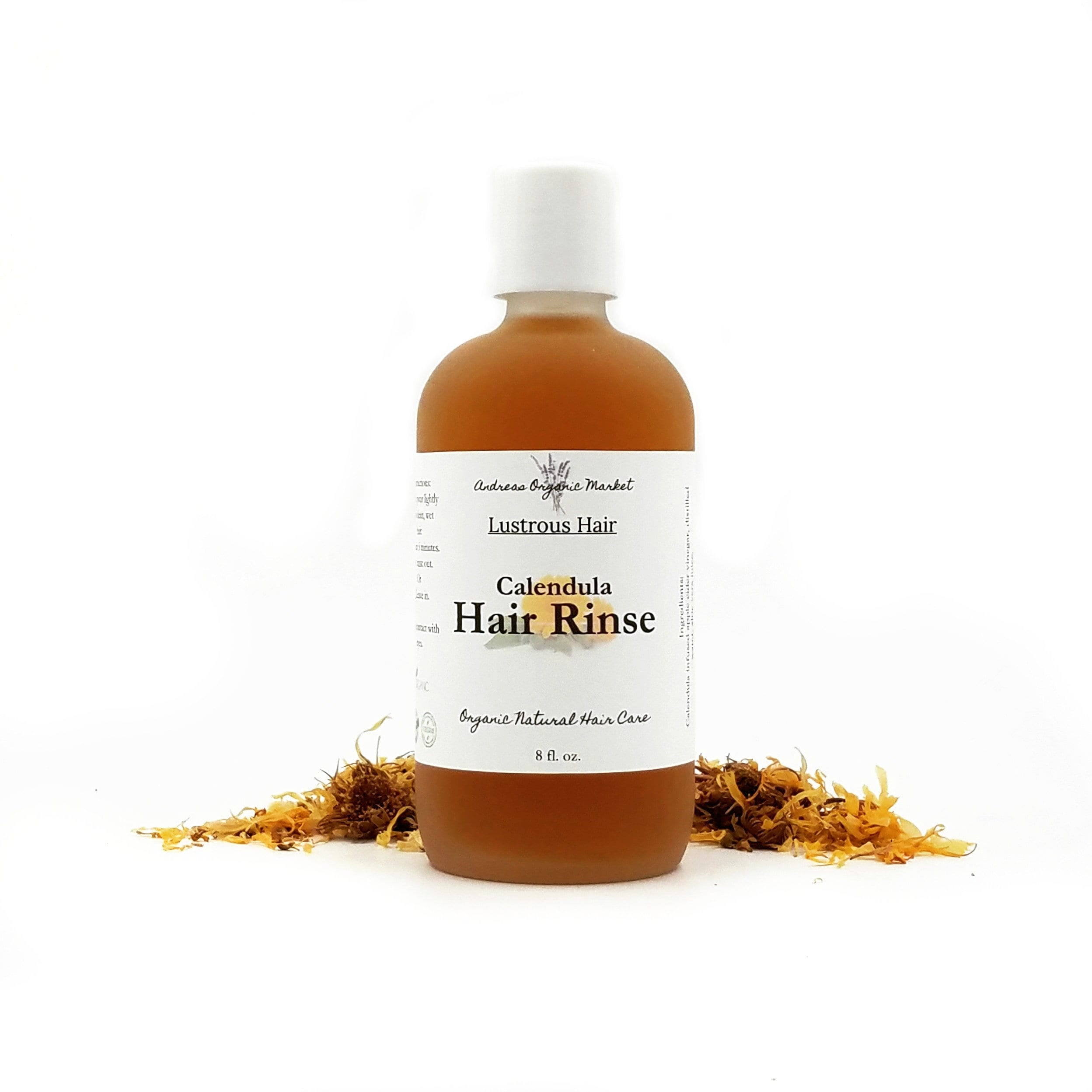 Calendula Hair Rinse with Herb Infused Raw Apple Cidar Vinegar in a Reusable Glass Bottle, Conditioning Rinse for All Hair Types