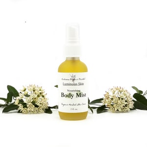 Organic Unscented Body Mist, Natural Vegan Moisturizing Spray in a Glass Bottle