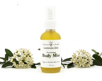 Organic Unscented Body Mist, Natural Vegan Moisturizing Spray in a Glass Bottle