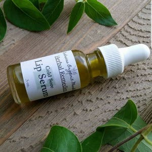 Organic Lip Serum, Natural Blister Soothing Serum, Herbal Lip Oil in a Glass Bottle, Moisturizing Lip Serum for Sores, Damaged Lip Repair image 5