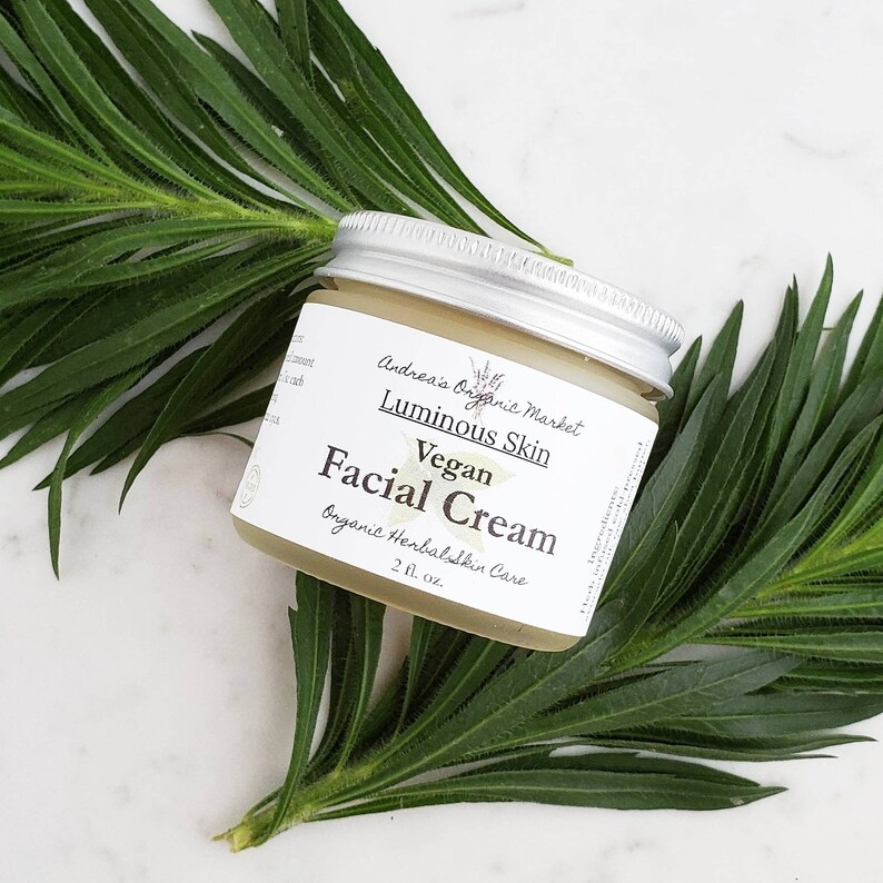 Organic Unscented Vegan Facial Cream, Natural Plant Based Face Moisturizer image 1