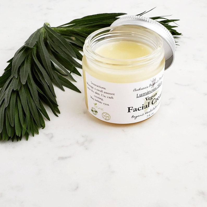 Organic Unscented Vegan Facial Cream, Natural Plant Based Face Moisturizer image 5