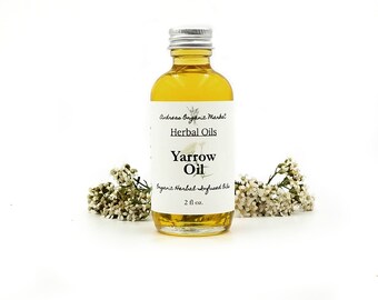 Organic Yarrow Infused Oil in a Glass Bottle, Vegan, Zero Waste