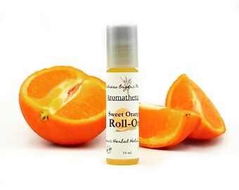 Organic Sweet Orange Roll On Aromatherapy Oil, Vegan Perfume Oil with Essentail Oil, Mood Enhancing Scented Roller, Glass Packaging