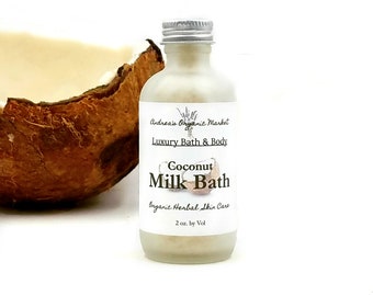 Organic Coconut Milk Bath Sample, Vegan Bath Soak in a Mini Trial Size, Sample Size Skin Moisturizing Milk Bath in a Glass Bottle