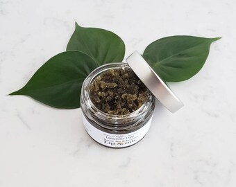 Organic Green Tea and Jasmine Lip Scrub, Exfoliating Lip Treatment, Moisturizing Scrub for the Lips in a Zero Waste Jar