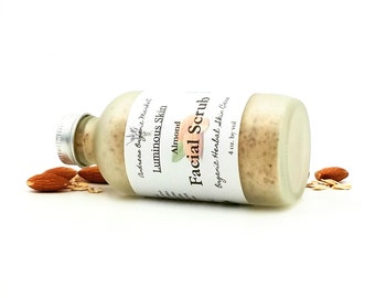 Organic Almond Facial Scrub with Milk and Herbs for Gentle Facial Exfoliation, Vegan Version Available