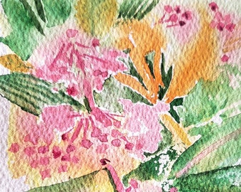 Koi fish swimming in pond with water lilies oil painting print blank stationery notecard greeting card 4 x 6 and 5 x 7 sizes