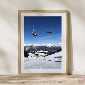 Printable Ski Lift Art Print - Digital Download, Winter Landscape Wall Art, Travel Poster, Ski Home Decor, Last Minute Ski Gift, Ski Print