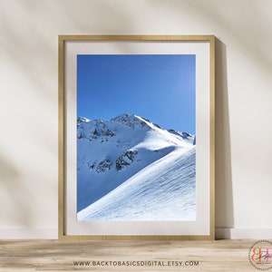 Printable Sunny Mountain, Digital Download, Winter Landscape Wall Art, Mountain Poster, Ski Home Decor, Last Minute Ski Gift, Ski Print