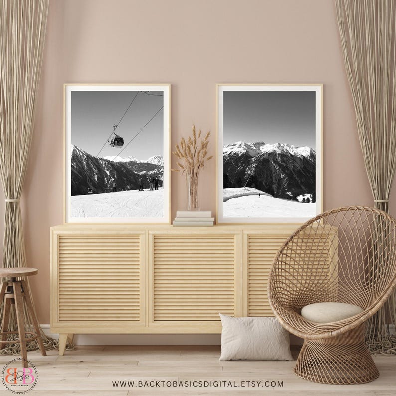 Printable Set of 2 Art Prints, Digital Download, Winter Landscape Wall ...
