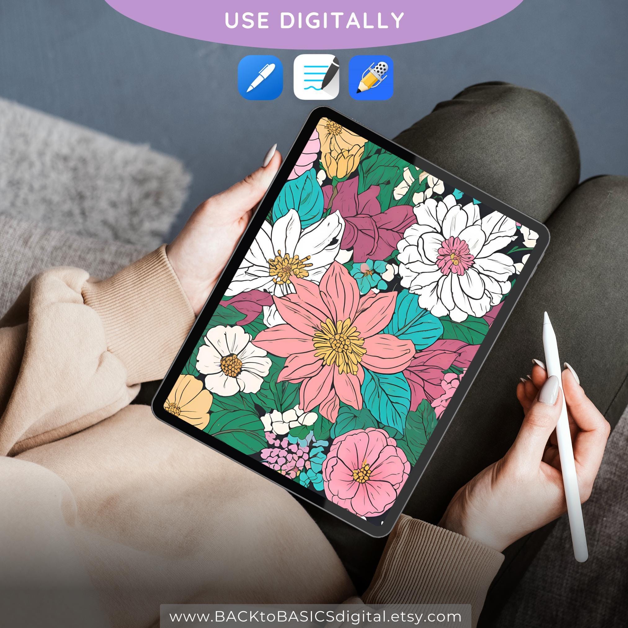 Blossoms and Blooms Adult Coloring Book | 62 Relaxing Floral Designs ...