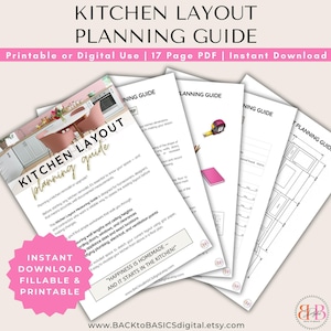 Planificador de diseño de cocina / PDF rellenable para remodelación del hogar / Guía de remodelación y medición fácil de usar / Herramienta de renovación de cocina de descarga instantánea