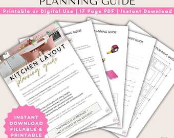 Kitchen Layout Planner | Fillable PDF for Home Remodel | Easy-To-Use Remodel & Measuring Guide | Instant Download Kitchen Renovation Tool