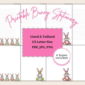 Printable Bunny Stationery Set | Minimalist Rabbit Writing Paper (Digital Download)