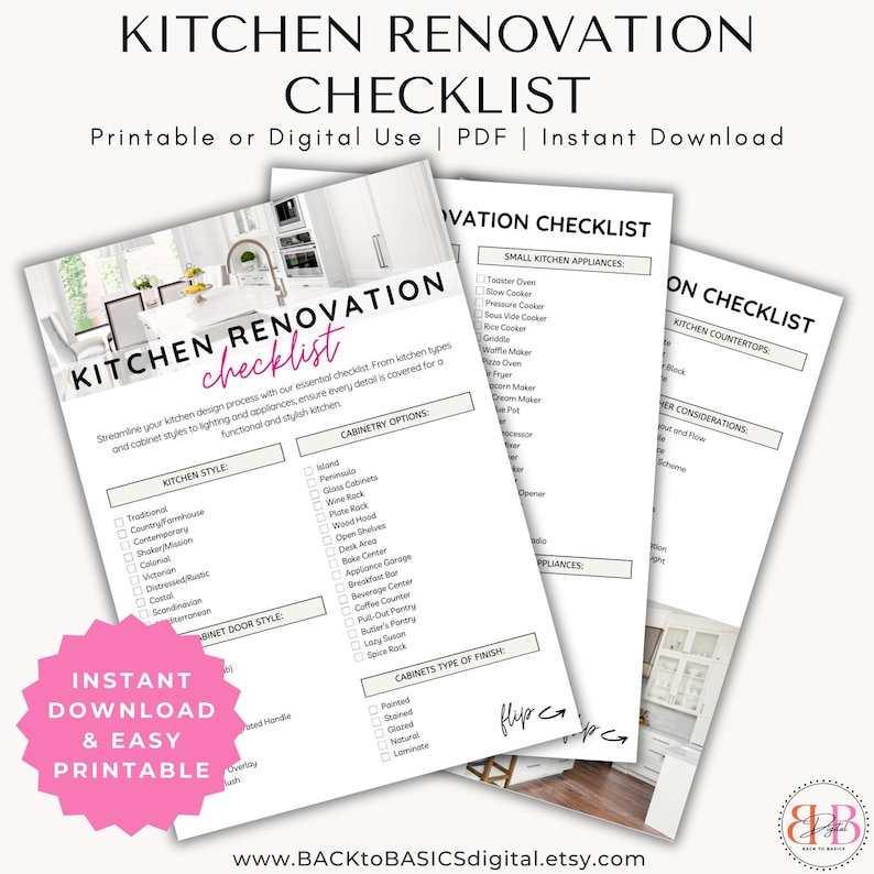 Kitchen Renovation Checklist Printable Guide for Your Remodel Instant ...
