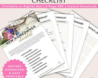 Lista de verificación para nuevos propietarios (PDF imprimible y rellenable), descarga imprescindible para quienes compran una vivienda por primera vez, regalo inmobiliario, lista esencial para una vivienda nueva