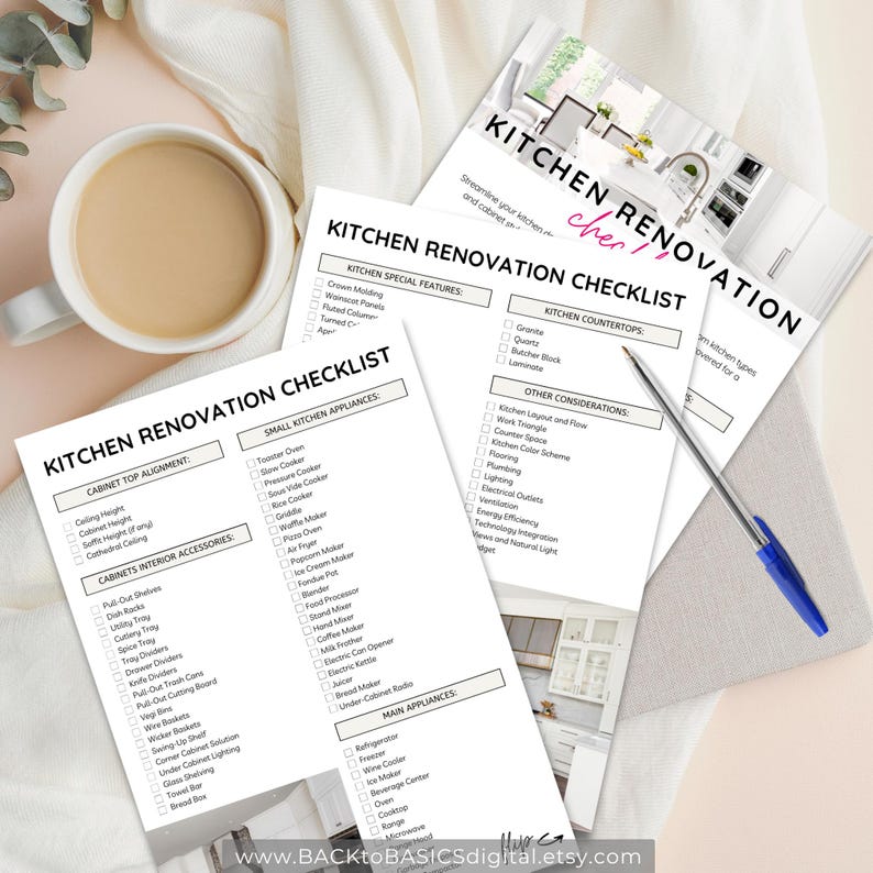 Easy Printable Kitchen Renovation Checklist | Print at Home Guide for ...