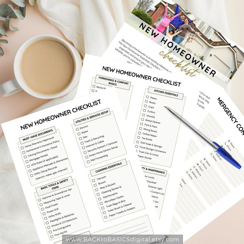 New Homeowner Checklist, Printable and Fillable PDF, First Time Home ...