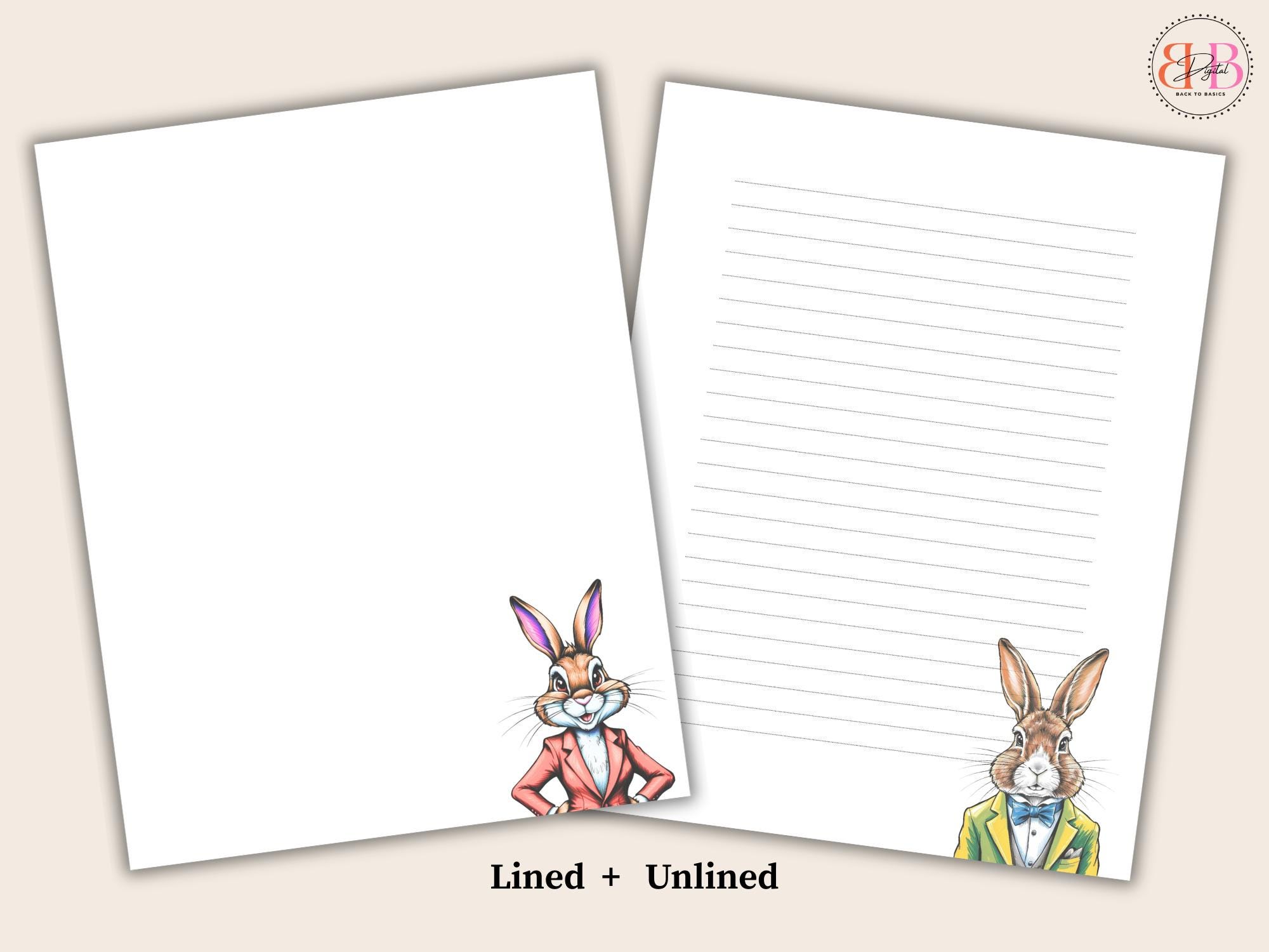 Printable Bunny Stationery Set | Cute Rabbit Writing Paper | Printable ...