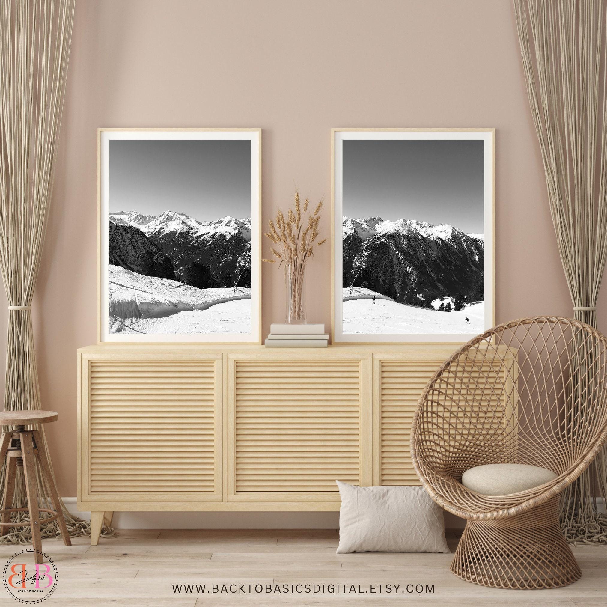 Printable Set of 2 Art Prints, Digital Download, Skiing Wall Art ...