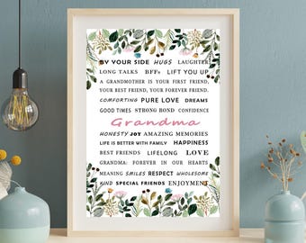 Grandma Definition Poster Print, Grandma Gift, Nana Gift, Mothers Day Gift, Printable Wall Art Decor, Instant Digital Download, Home Decor