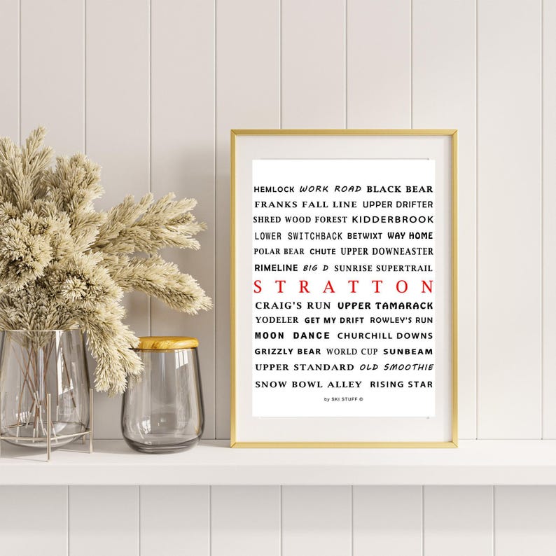 Stratton Name Printable Stratton Vermont Ski Resort Trail Names - Digital Download ...