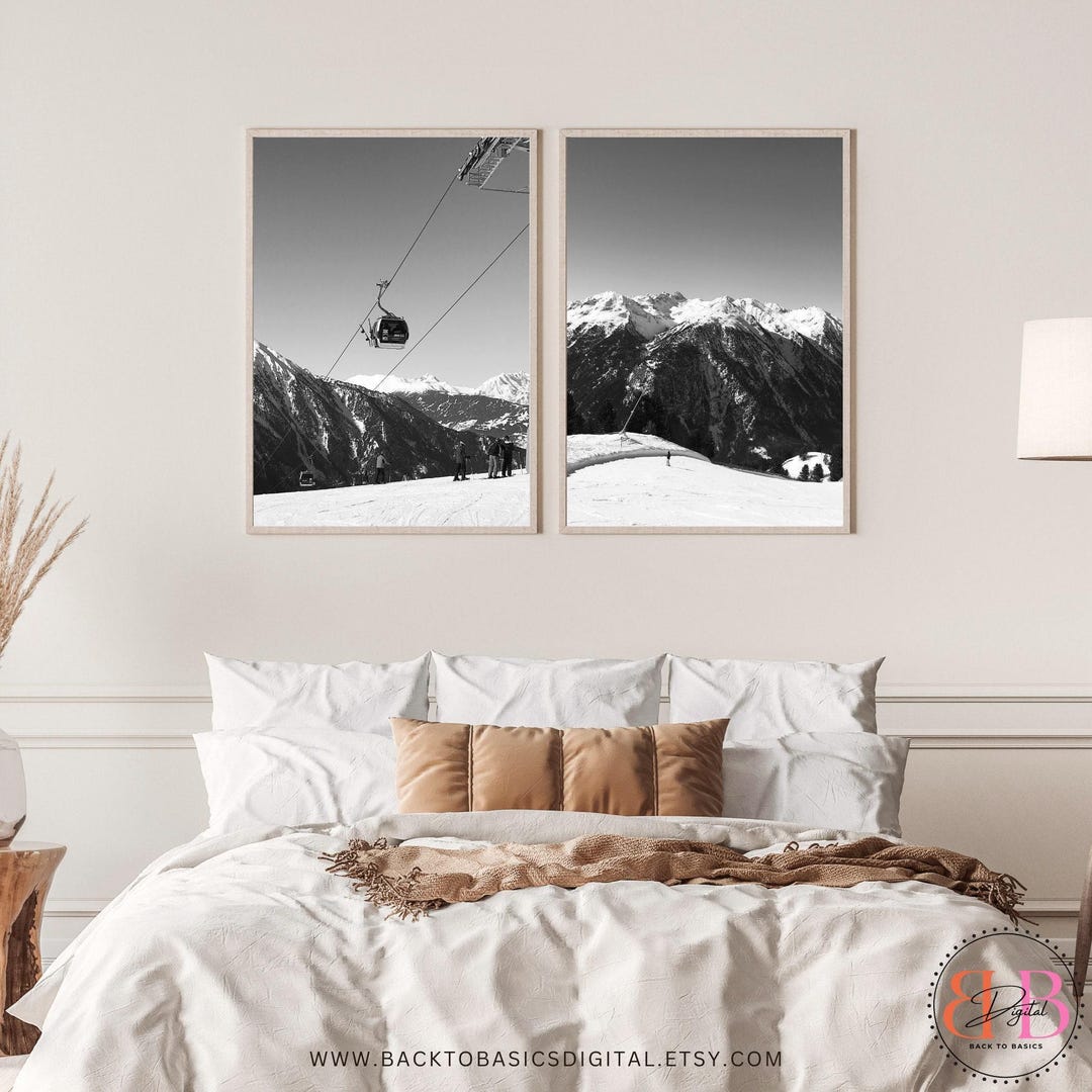 Printable Set of 2 Art Prints, Digital Download, Winter Landscape Wall ...