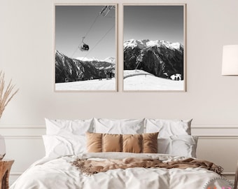 Printable Set of 2 Art Prints, Digital Download, Skiing Wall Art ...