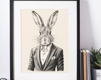 Influencer Bunny Digital Print – Trendy Rabbit Wall Art, Social Media Decor, Stylish Bunny Poster, Easter Printable Artwork Instant Download